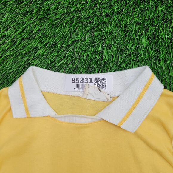 Vintage 80s MOD Collared Shirt Womens XS/S 16x22 Yellow USA - Picture 8 of 11